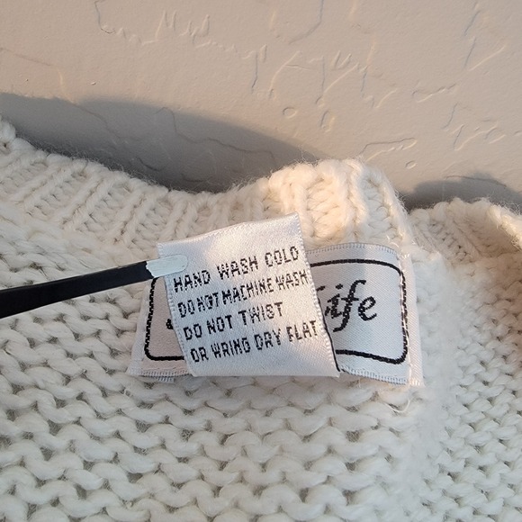 Spice of Life Cardigan Womens S Cream Multi Vintage Chunky Knit Geometric Good - Picture 6 of 8